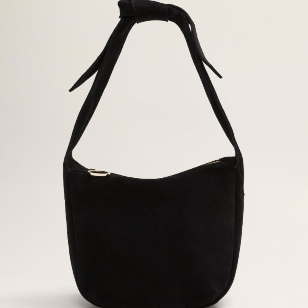 MANGO Black Bow leather bag